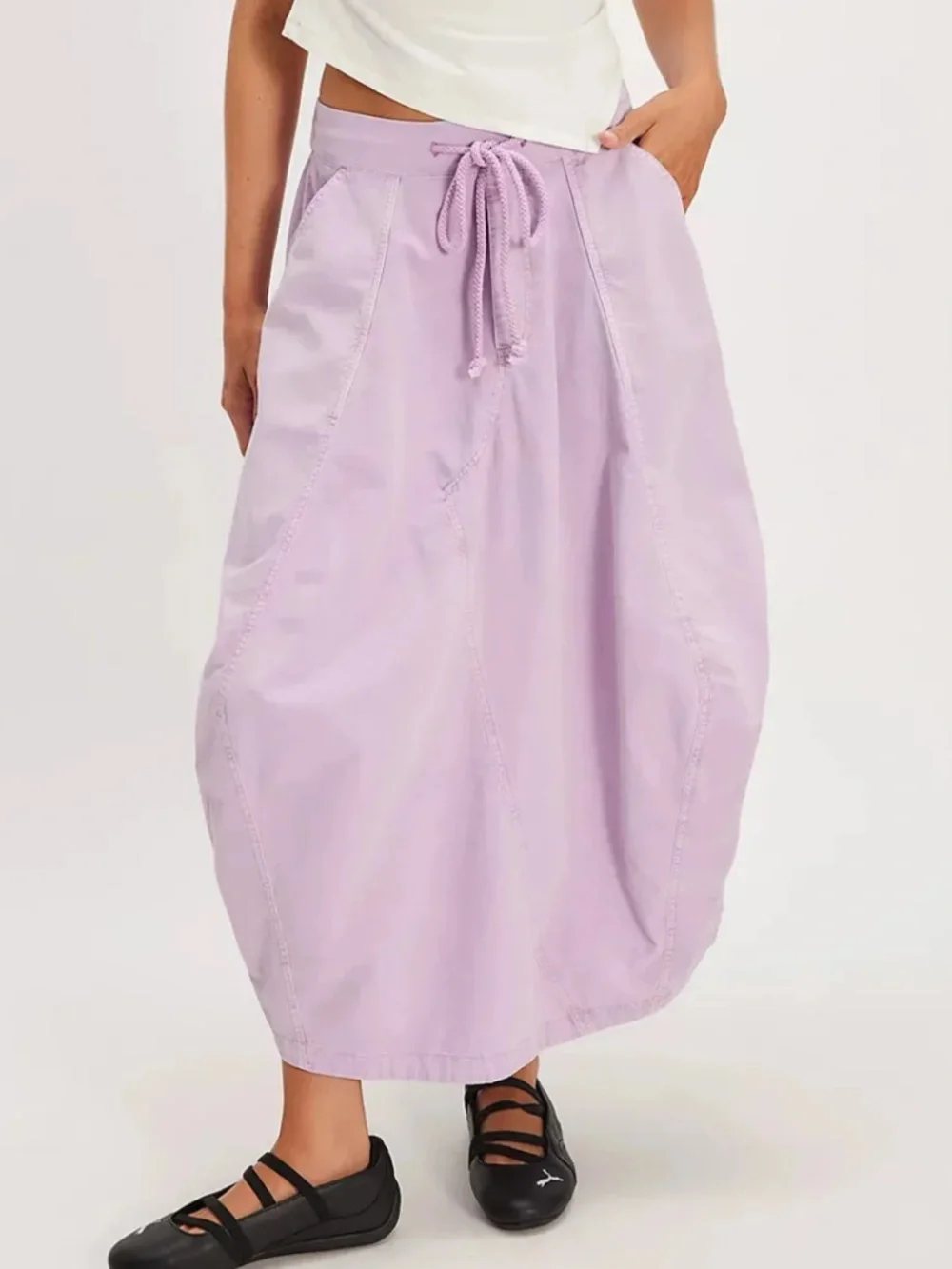 NWT Free People Willow Poplin Maxi Skirt in Pink Lavender Size XS